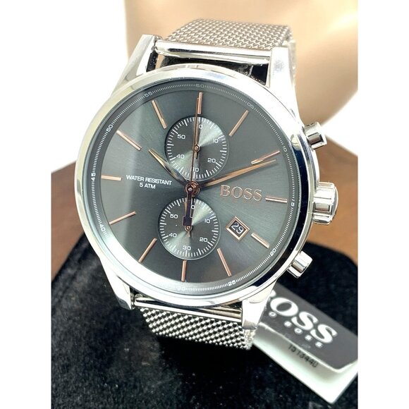 Hugo Boss Men's Watch 1513440 Quartz Chronograph Gray Dial Silver Steel 41mm - Picture 1 of 13